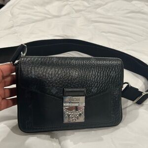 MCM Black Leather Crossbody Bag